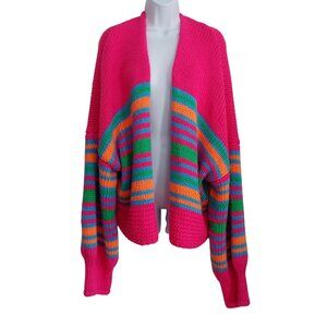 Davi & Dani Retro Eclectic Vibrant Groovy Stripe Y2K Coat 2X Baggy